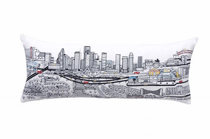 14" X 35" Cream Houston Daylight Skyline Lumbar Decorative Pillow
