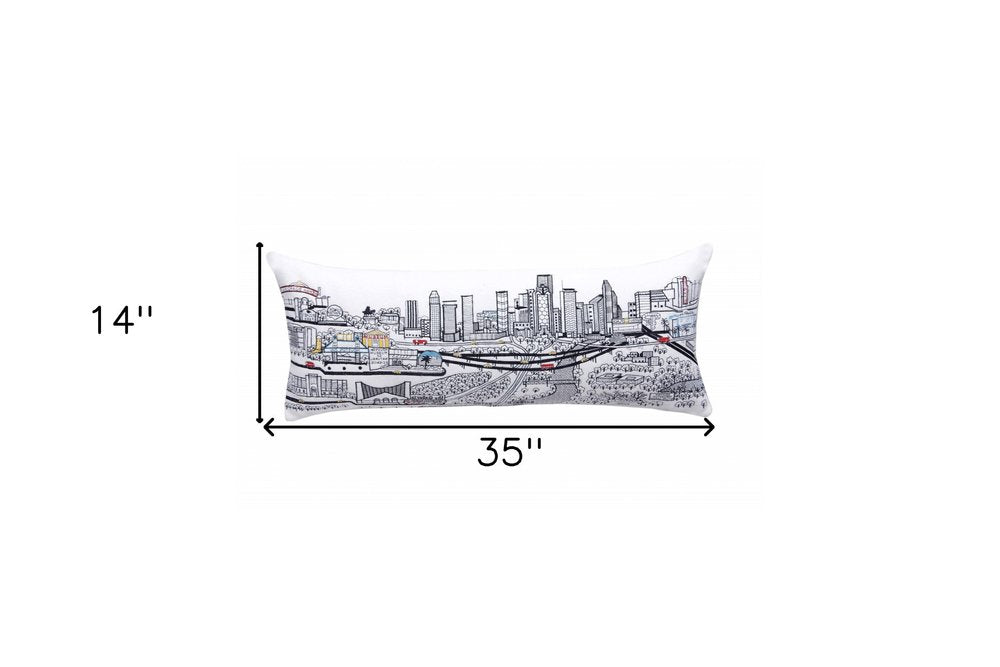 14" X 35" Cream Houston Daylight Skyline Lumbar Decorative Pillow