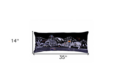 Dark Gray And White Jackson Nighttime Skyline Lumbar Decorative Pillow