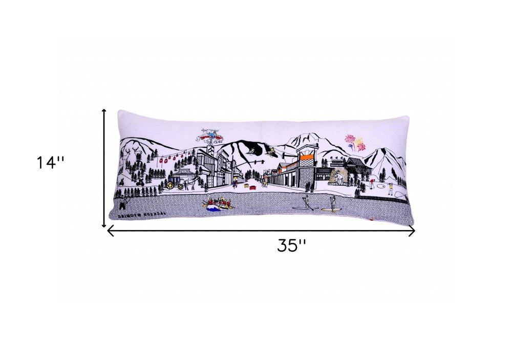 14" X 35" Cream Jackson Daylight Skyline Lumbar Decorative Pillow