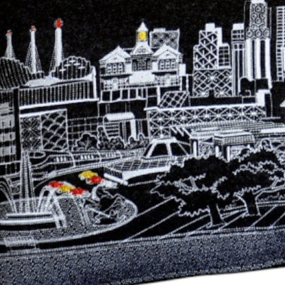 14" X 35" Dark Gray And White Lumbar Kansas City Nighttime Skyline Lumbar Decorative Pillow