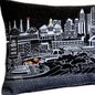 14" X 35" Dark Gray And White Lumbar Kansas City Nighttime Skyline Lumbar Decorative Pillow