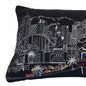 14" X 35" Dark Gray And White Las Vegas Nighttime Skyline Lumbar Decorative Pillow