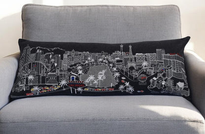 14" X 35" Black Gray and White Hometown Pride Wool Lumbar Throw Pillow