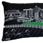 14" X 35" Dark Gray And White Lumbar Lexington Hometown Pride Wool Throw Pillow with Embroidery