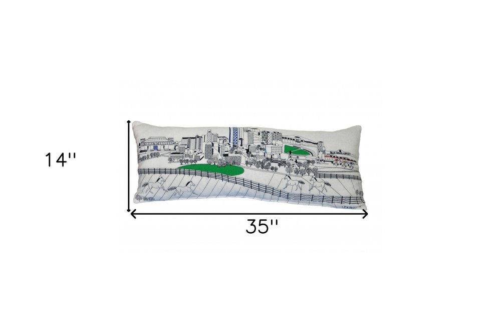 14" X 35" Cream Lexington Daylight Skyline Lumbar Decorative Pillow