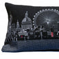 14" X 35" Dark Gray And White London Nighttime Skyline Lumbar Decorative Pillow