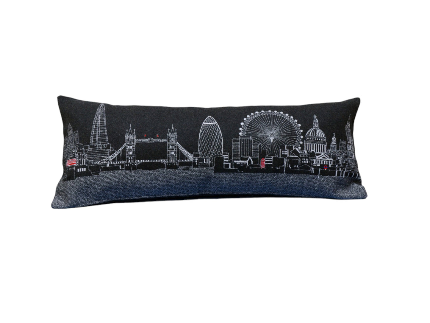 35" Black London Nighttime Skyline Lumbar Decorative Pillow