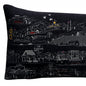 14" X 35" Dark Gray And White Los Gatos Nighttime Skyline Lumbar Decorative Pillow