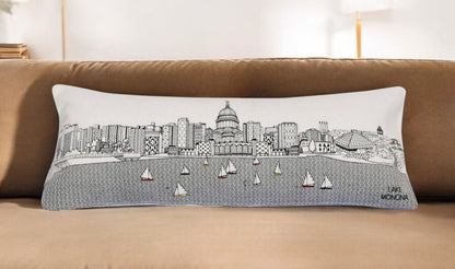 14" X 35" Cream Hometown Pride Wool Lumbar Throw Pillow