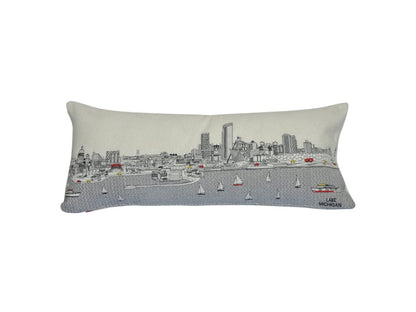 14" X 35" Cream Milwaukee Daylight Skyline Lumbar Decorative Pillow