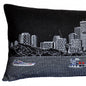 14" X 35" Dark Gray And White Minneapolis Nighttime Skyline Lumbar Decorative Pillow
