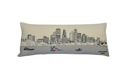 14" X 35" Cream Minneapolis Daylight Skyline Lumbar Decorative Pillow