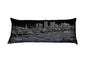 14" X 35" Dark Gray And White Nashville Nighttime Skyline Lumbar Decorative Pillow