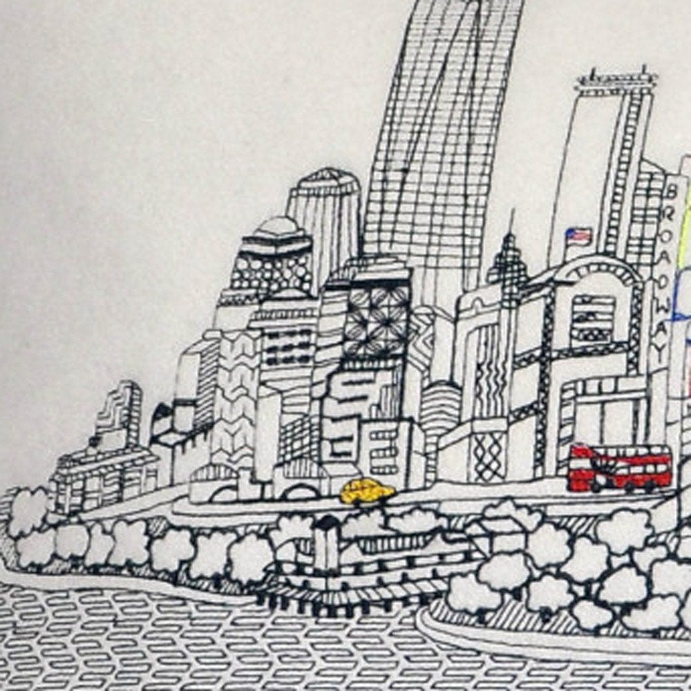 14" X 35" Cream NYC Daylight Skyline Lumbar Decorative Pillow
