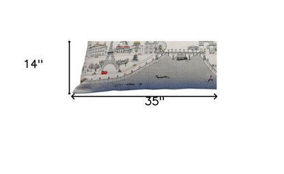 14" X 35" Cream Hometown Pride Wool Lumbar Throw Pillow