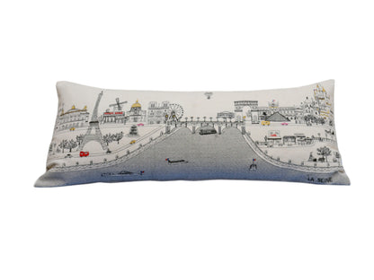 35" White Paris Daylight Skyline Lumbar Decorative Pillow