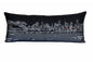 14" X 35" Dark Gray And White Philadelphia Nighttime Skyline Lumbar Decorative Pillow