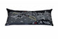14" X 35" Dark Gray And White Pittsburgh Nighttime Skyline Lumbar Decorative Pillow