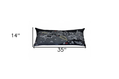 35" Black Pittsburgh Nighttime Skyline Lumbar Decorative Pillow