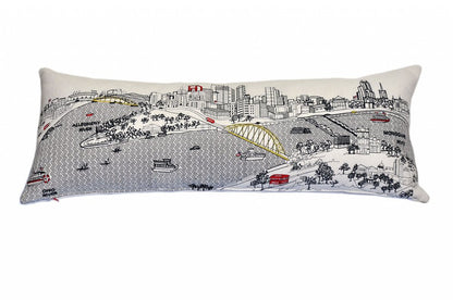 14" X 35" Cream Hometown Pride Wool Lumbar Throw Pillow