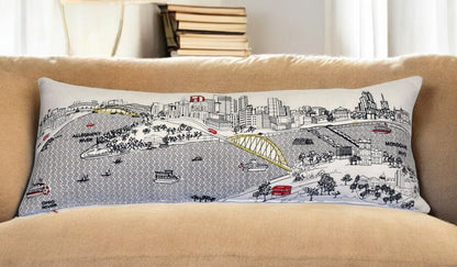 14" X 35" Cream Hometown Pride Wool Lumbar Throw Pillow