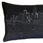 14" X 35" Dark Gray And White Portland Nighttime Skyline Lumbar Decorative Pillow