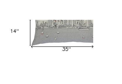 14" X 35" Cream Hometown Pride Wool Lumbar Throw Pillow