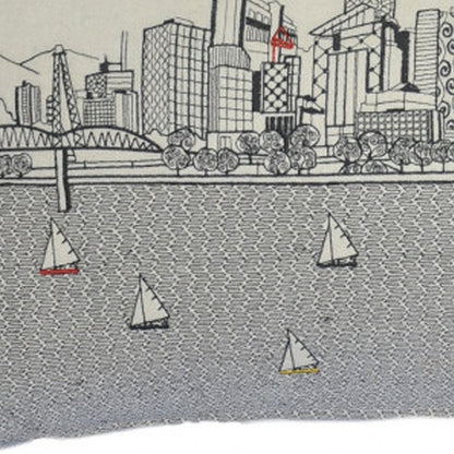 14" X 35" Cream Portland Daylight Skyline Lumbar Decorative Pillow