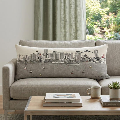 14" X 35" Cream Portland Daylight Skyline Lumbar Decorative Pillow