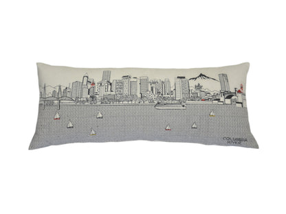 35" White Portland Daylight Skyline Lumbar Decorative Pillow