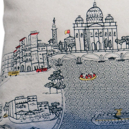 14" X 35" Cream Rome Daylight Skyline Lumbar Decorative Pillow