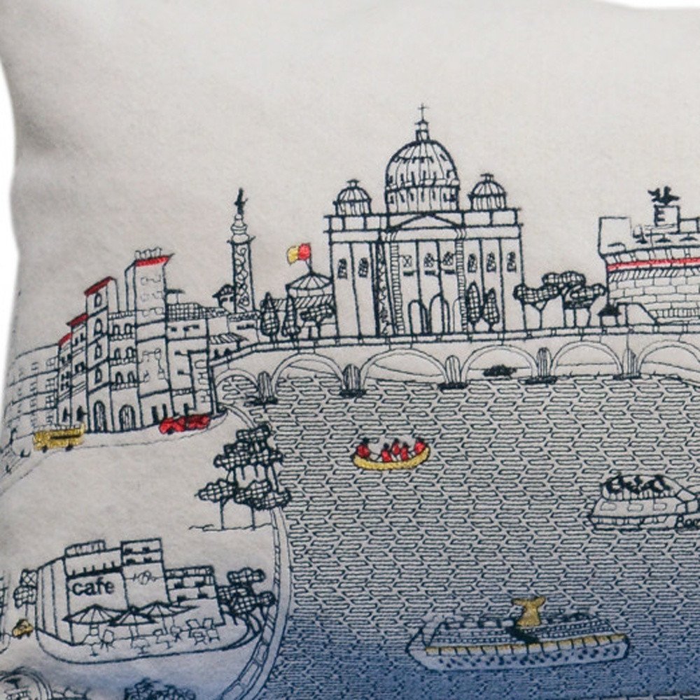 14" X 35" Cream Hometown Pride Wool Lumbar Throw Pillow