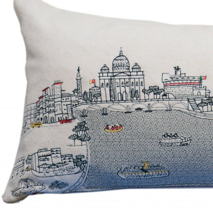 14" X 35" Cream Hometown Pride Wool Lumbar Throw Pillow