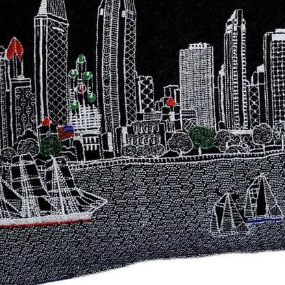 14" X 35" Black Gray and White Hometown Pride Wool Lumbar Throw Pillow