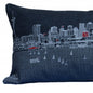 14" X 35" Dark Gray And White Seattle Nighttime Skyline Lumbar Decorative Pillow