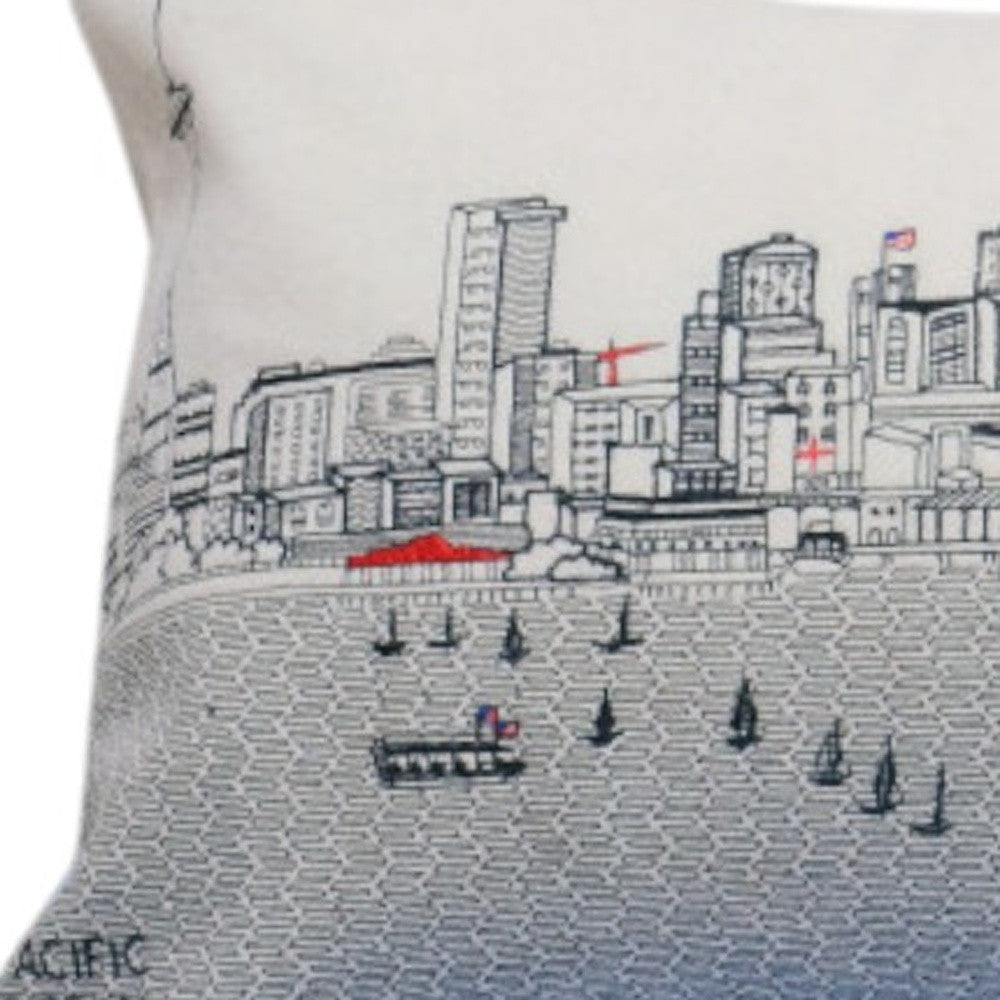 35" White Seattle Daylight Skyline Lumbar Decorative Pillow