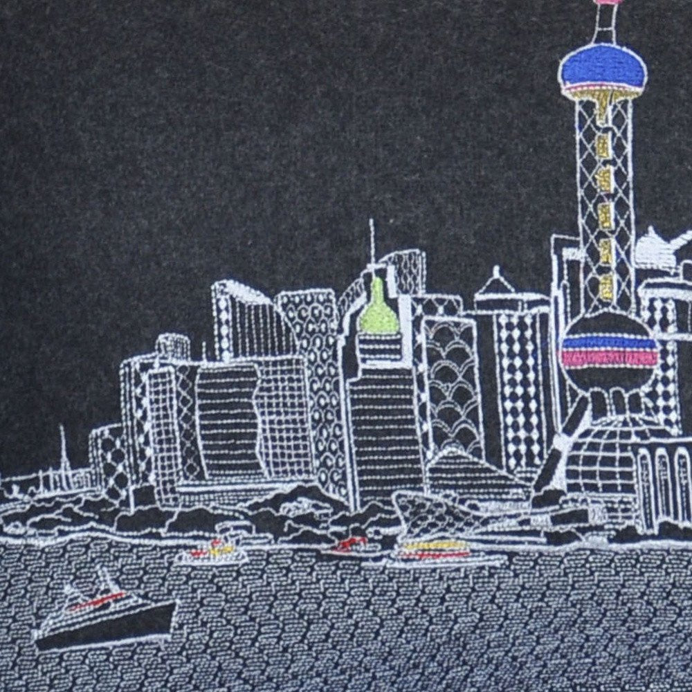 14" X 35" Black Gray and White Hometown Pride Wool Lumbar Throw Pillow