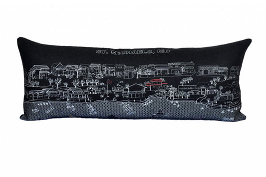 14" X 35" Black Gray and White Hometown Pride Wool Lumbar Throw Pillow