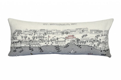 14" X 35" Cream St Michael's Daylight Skyline Lumbar Decorative Pillow