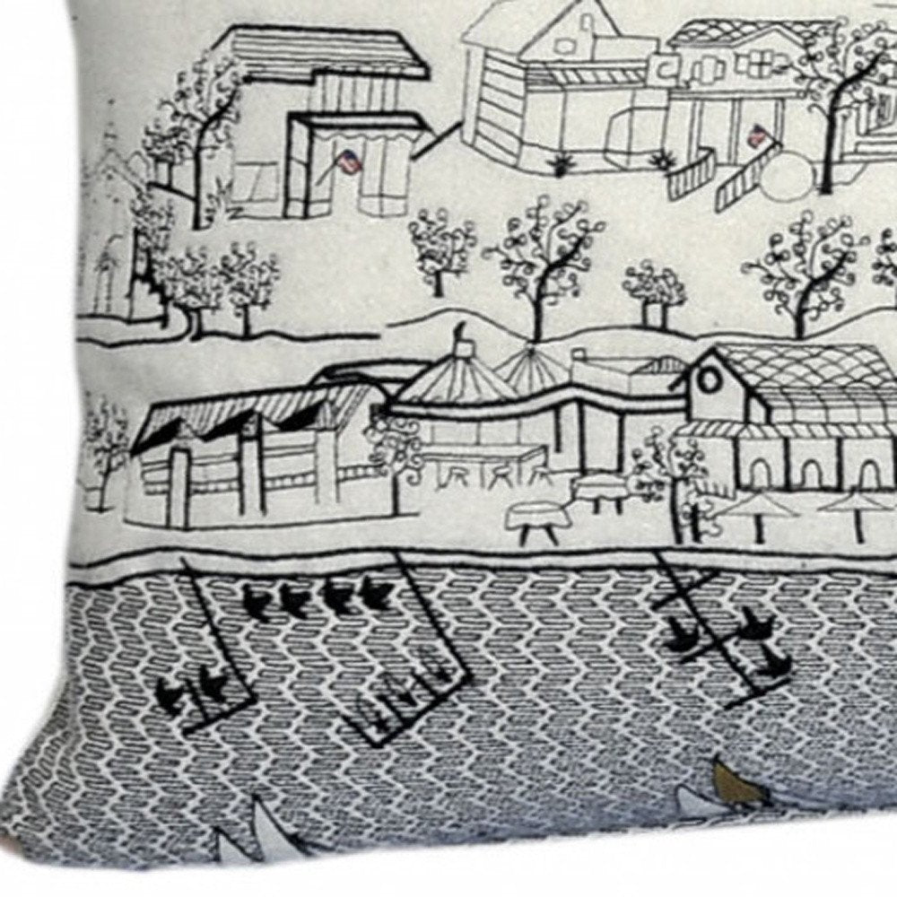 14" X 35" Cream Hometown Pride Wool Lumbar Throw Pillow