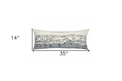 35" White St Michael's Daylight Skyline Lumbar Decorative Pillow