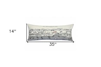 14" X 35" Cream St Michael's Daylight Skyline Lumbar Decorative Pillow