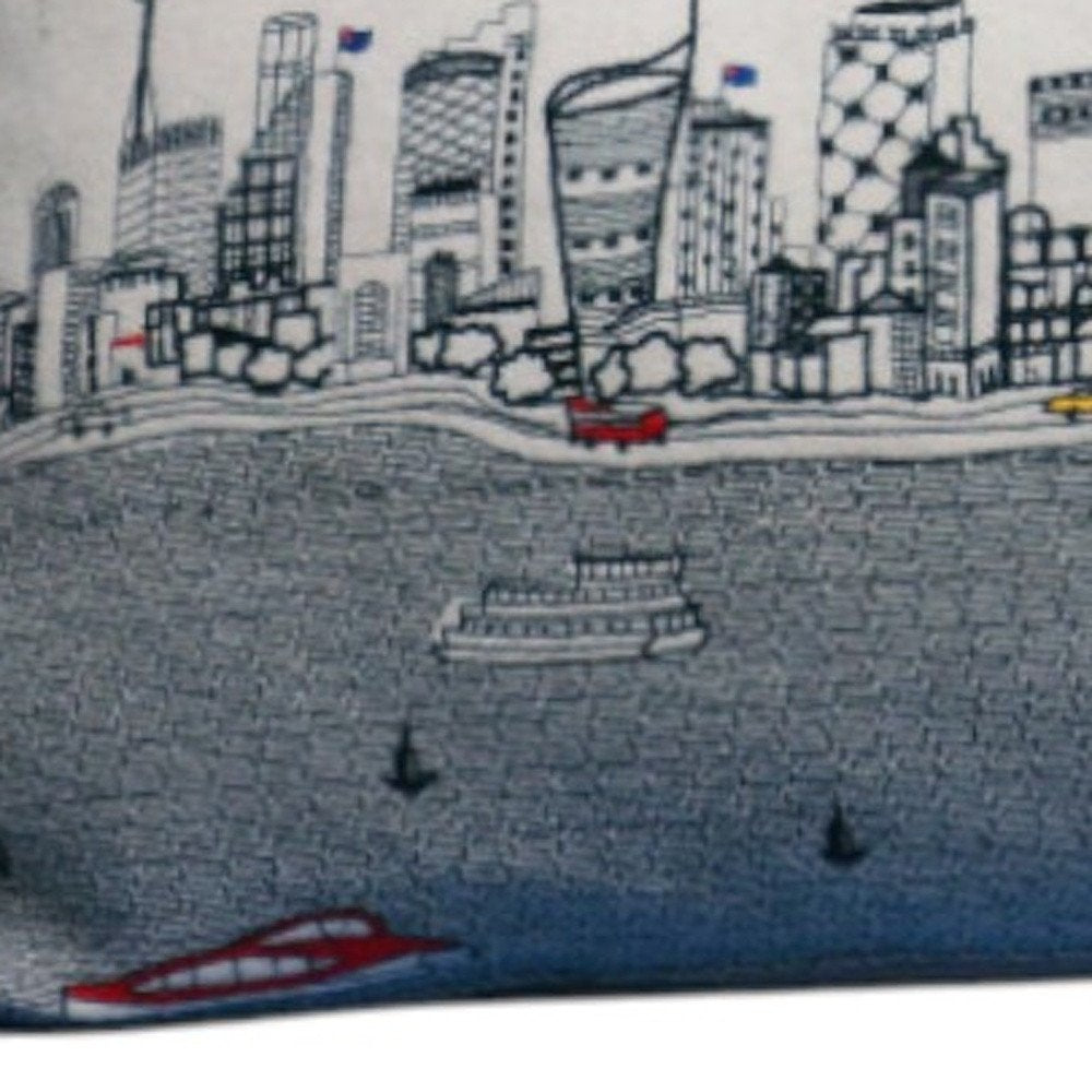 14" X 35" Cream Hometown Pride Wool Lumbar Throw Pillow