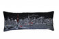 14" X 35" Dark Gray And White Tokyo Nighttime Skyline Lumbar Decorative Pillow
