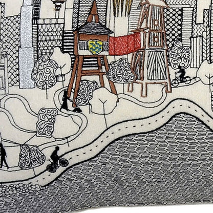 14" X 35" Cream Hometown Pride Wool Lumbar Throw Pillow