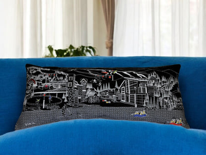 35" Black Vail Nighttime Skyline Lumbar Decorative Pillow