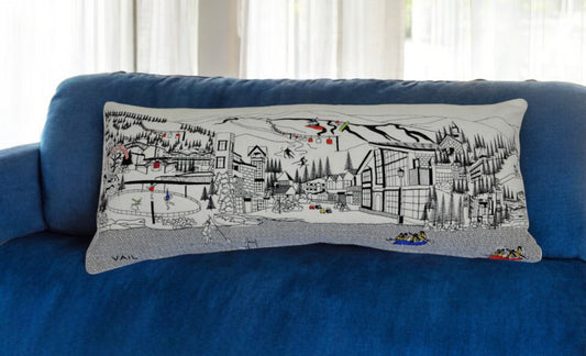 35" White Vail Daylight Skyline Lumbar Decorative Pillow