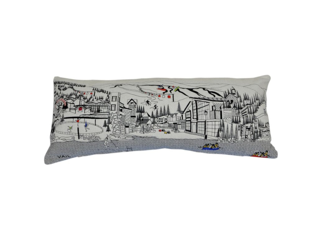 14" X 35" Cream Vail Daylight Skyline Lumbar Decorative Pillow