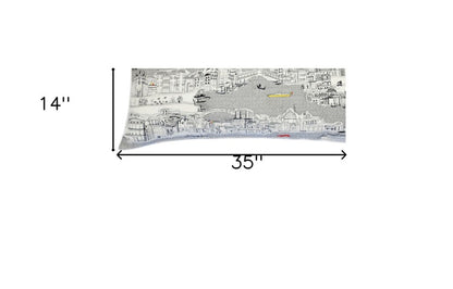 14" X 35" Cream Venice Daylight Skyline Lumbar Decorative Pillow